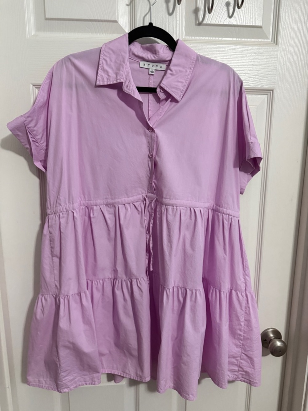 HYFVE Lavender Tiered Button-Front Shirt Dress